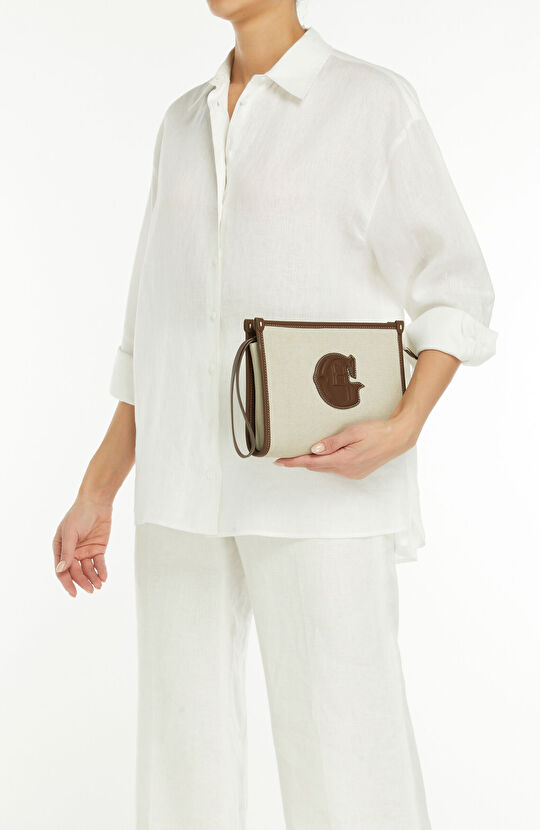 Naturel Logo Detaylı Kadın Kanvas Clutch