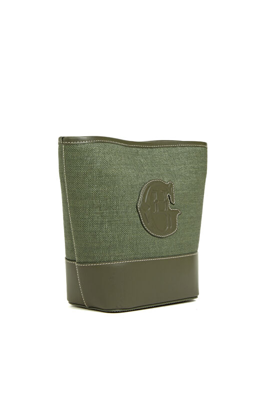 Yeşil Logo Detaylı Kadın Kanvas Çanta