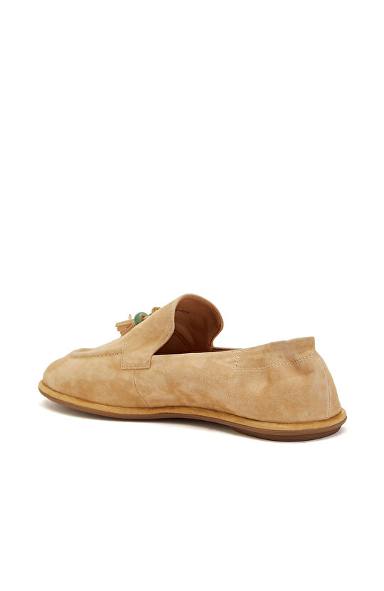 Bej Kadın Süet Loafer