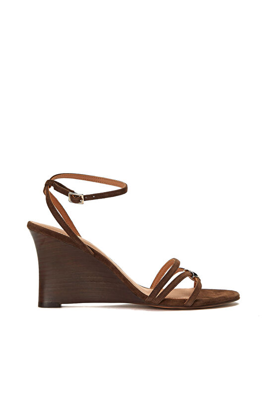 Bitter Brown Buckle Detailed Women's Leather Sandals