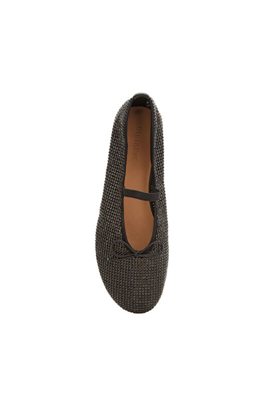 Black Stone Ballet Flats