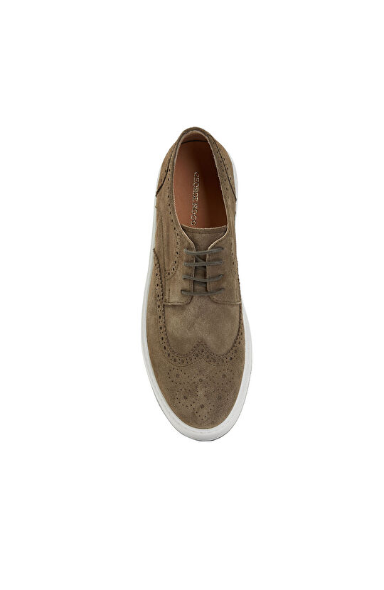 Khaki Special Soled Studded Men's Suede Shoes