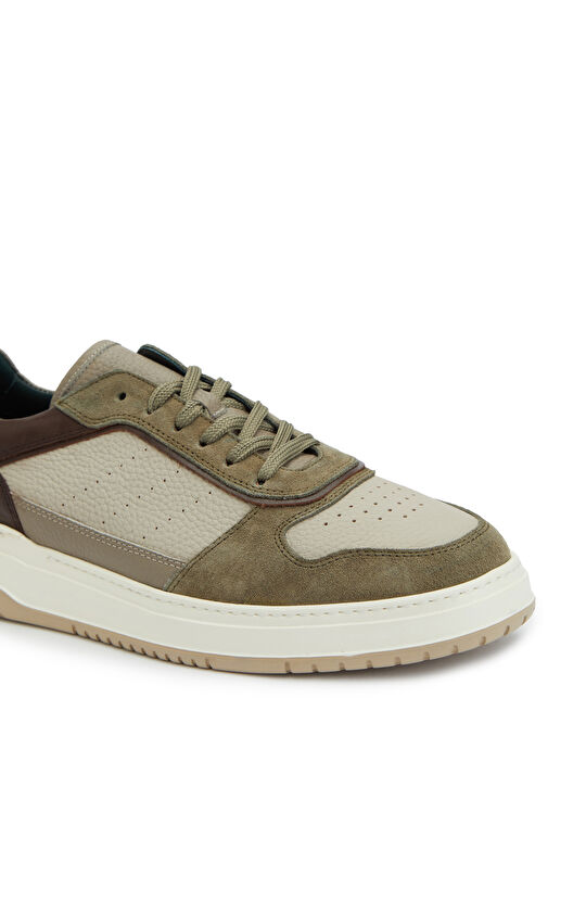 Haki Bej Erkek Deri Sneaker
