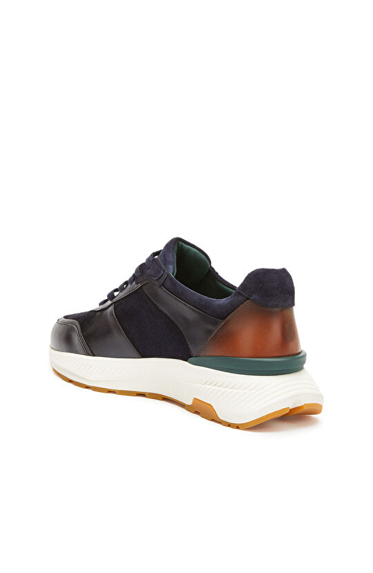 Lacivert Vibram Taban Detaylı Erkek Deri Sneaker