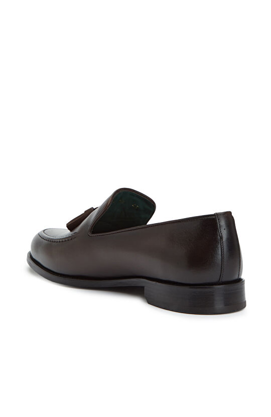 Kahverengi Saraç Detaylı Erkek Deri Loafer