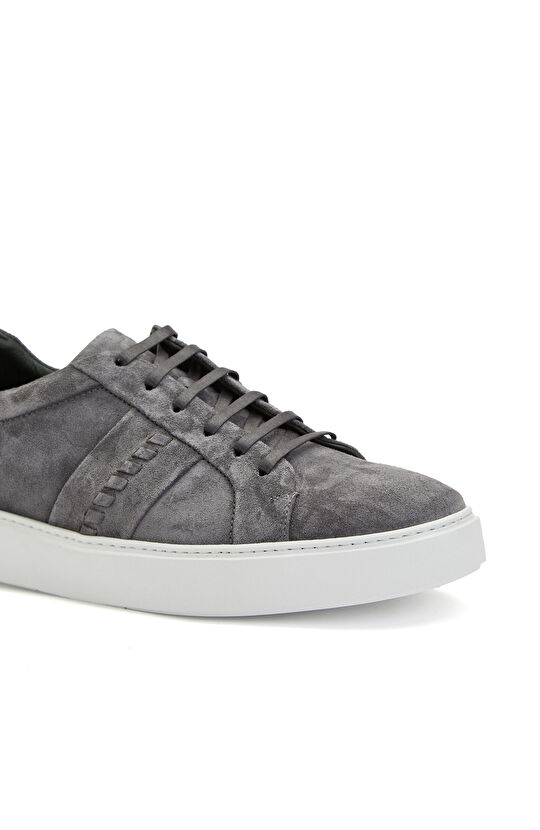 Antrasit Örgü Detaylı Erkek Süet Sneaker
