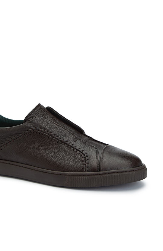 Acı Kahve Saraç Detaylı Erkek Deri Sneaker