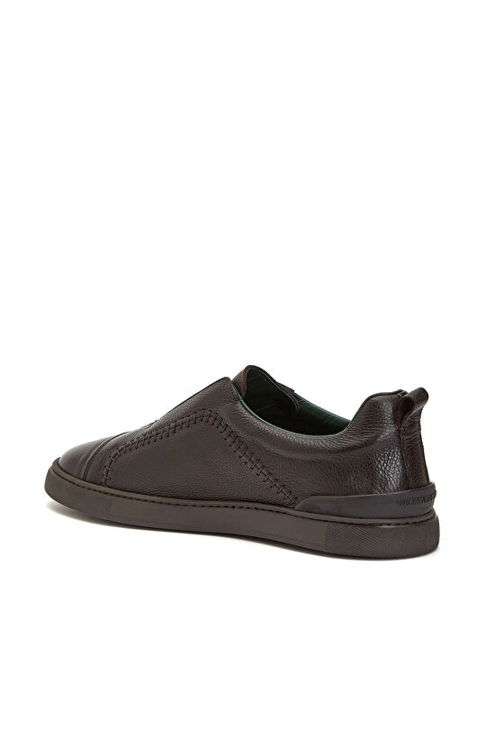 Acı Kahve Saraç Detaylı Erkek Deri Sneaker