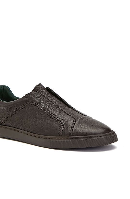 Acı Kahve Saraç Detaylı Erkek Deri Sneaker