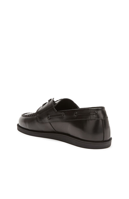 Siyah Saraç Detaylı Erkek Deri Ayakkabı