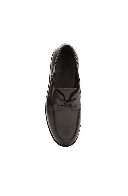 Siyah Saraç Detaylı Erkek Deri Ayakkabı