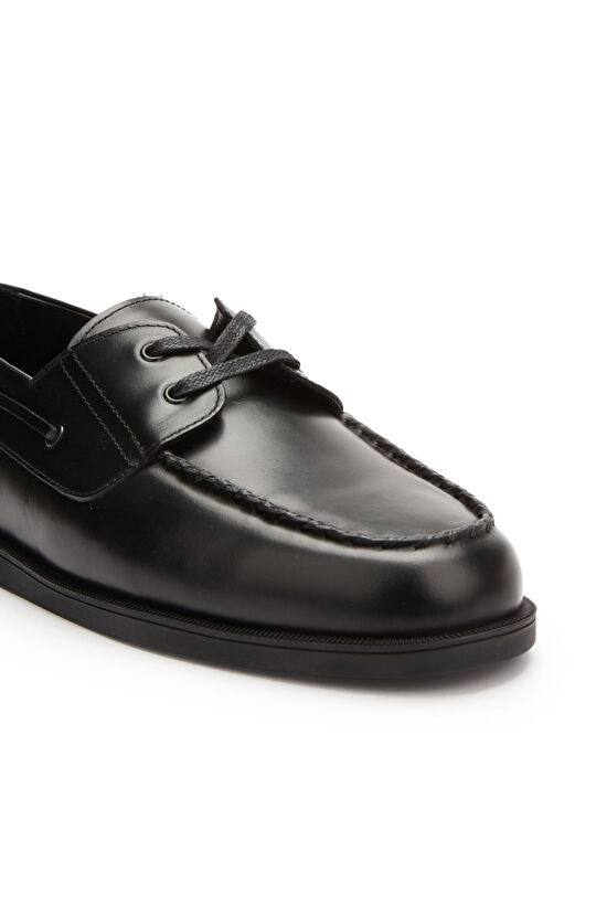 Siyah Saraç Detaylı Erkek Deri Ayakkabı