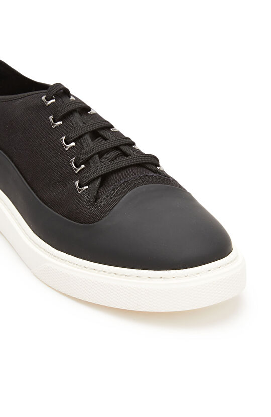 Siyah Bağcıklı Erkek Deri Sneaker