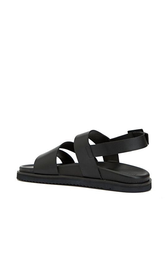 Siyah Günlük Rahat Erkek Deri Sandalet