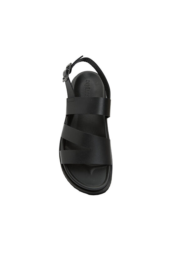 Siyah Günlük Rahat Erkek Deri Sandalet