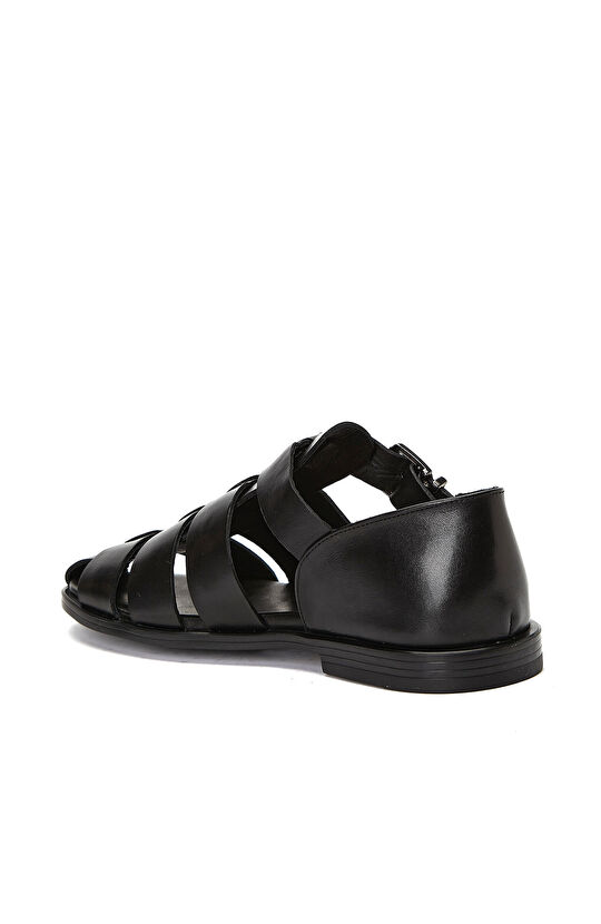 Siyah Erkek Günlük Rahat Deri Sandalet