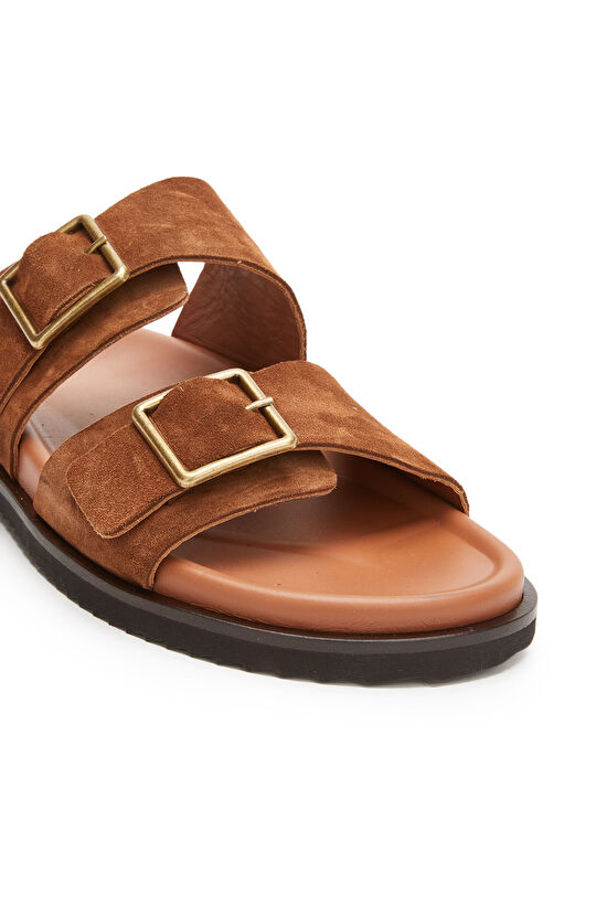 Tan Men's Casual Comfortable Suede Slippers