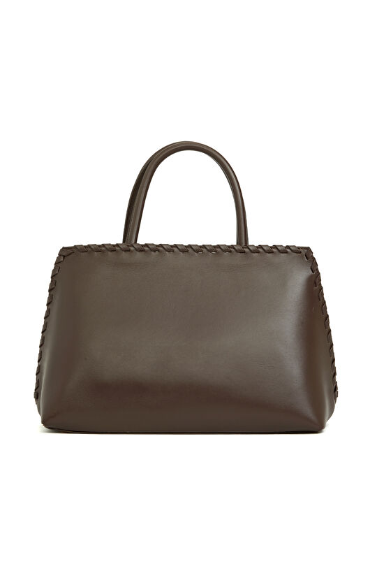 Kahverengi Saraç Detaylı Kadın Deri Çanta