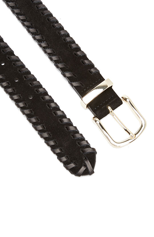 Siyah Saraç Detaylı Kadın Süet Kemer