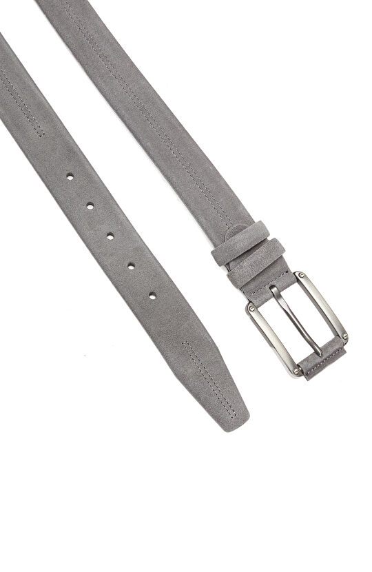 Antrasit Dikiş Detaylı Erkek Süet Kemer