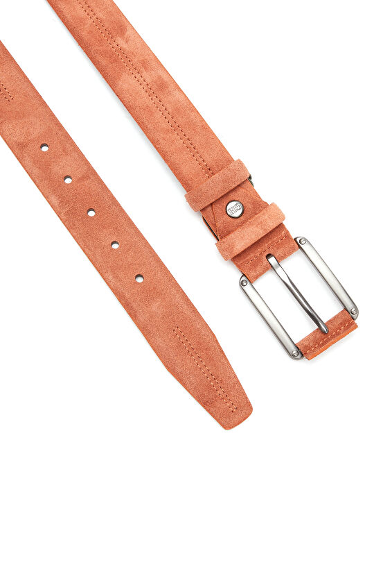 Kiremit Dikiş Detaylı Kadın Süet Kemer