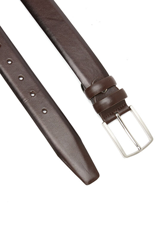 Kahverengi Metal Tokalı Erkek Deri Kemer