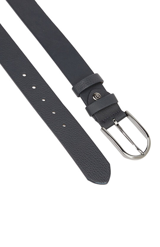 Lacivert Oval Tokalı Erkek Deri Kemer