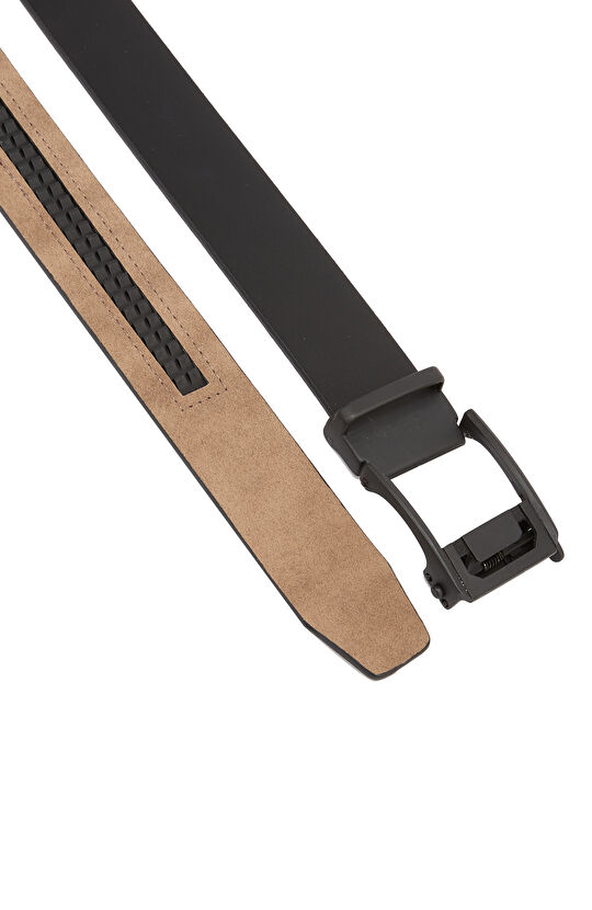 Siyah Cırtlı Ayarlanabilir Erkek Deri Kemer