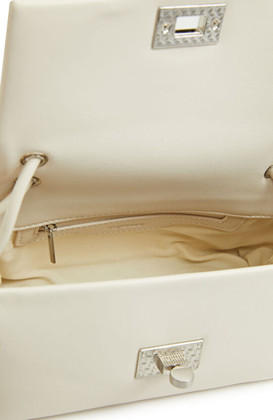 Kırık Beyaz Kadın Mini Deri Çanta