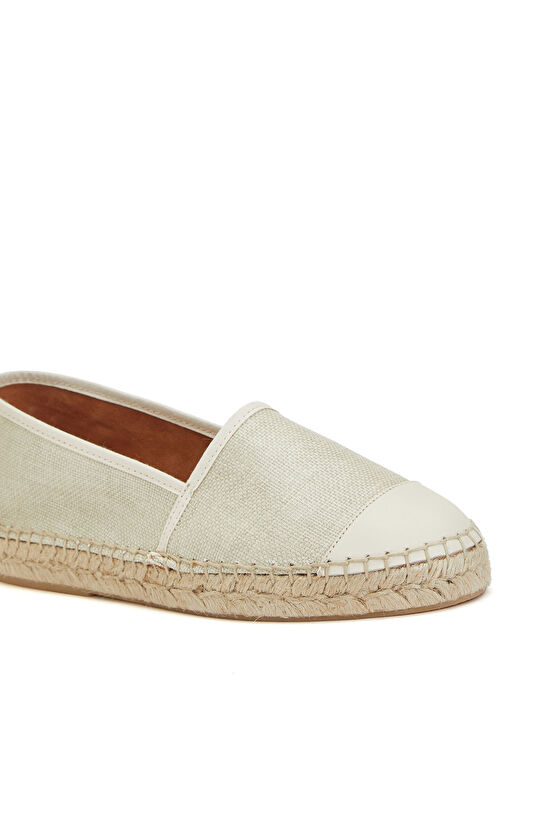 Bej Desenli Kadın Keten Espadril