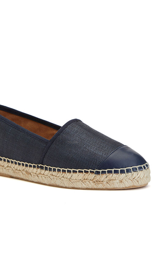 Lacivert Desenli Kadın Keten Espadril