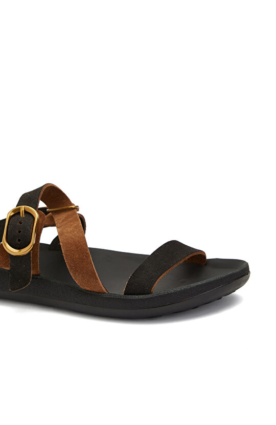 Black Patterned Casual Casual Women's Suede Sandals