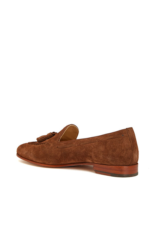 Taba Püsküllü Kadın Süet Loafer