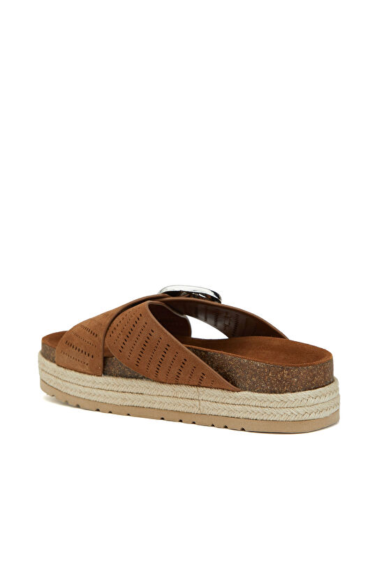 Camel Toka Detaylı Kadın Süet Terlik