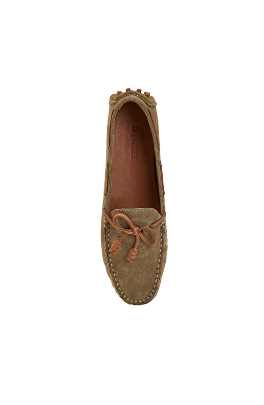 Haki Kadın Süet Loafer