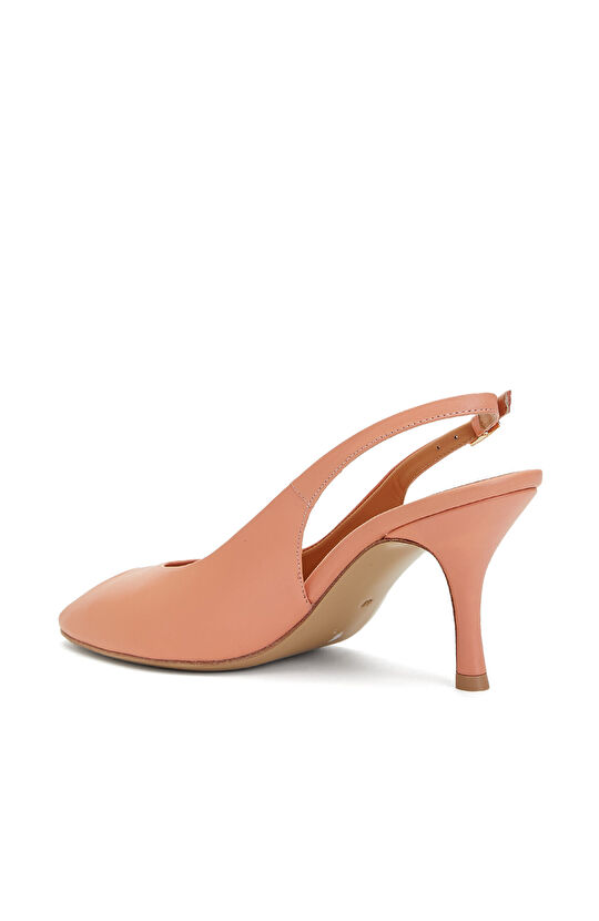 Salmon Low-cut Detailed Women's Leather Sandals