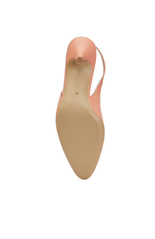 Salmon Low-cut Detailed Women's Leather Sandals