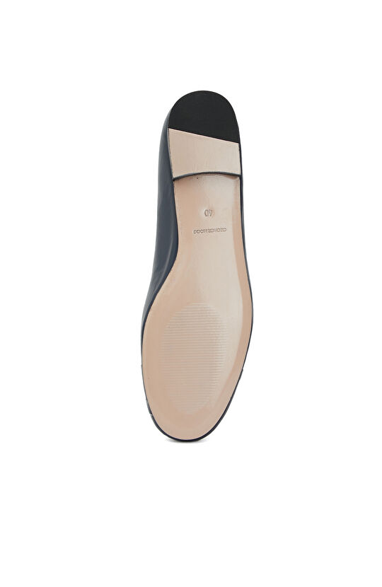 Lacivert Püskül Detaylı Rahat Kadın Deri Babet