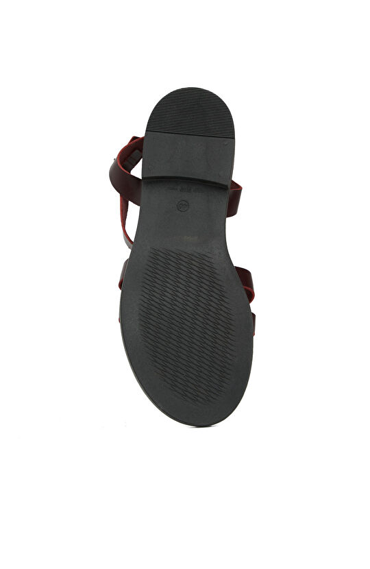 Bordo Toka Detaylı Kadın Sandalet
