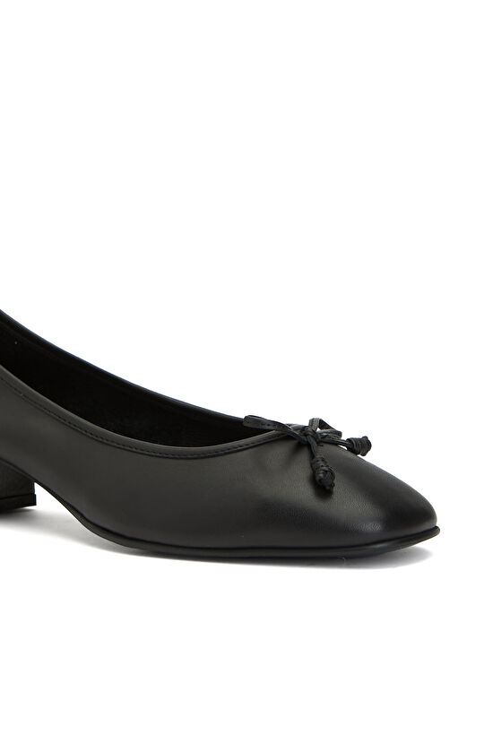 Siyah Günlük Rahat Deri Topuklu Ayakkabı