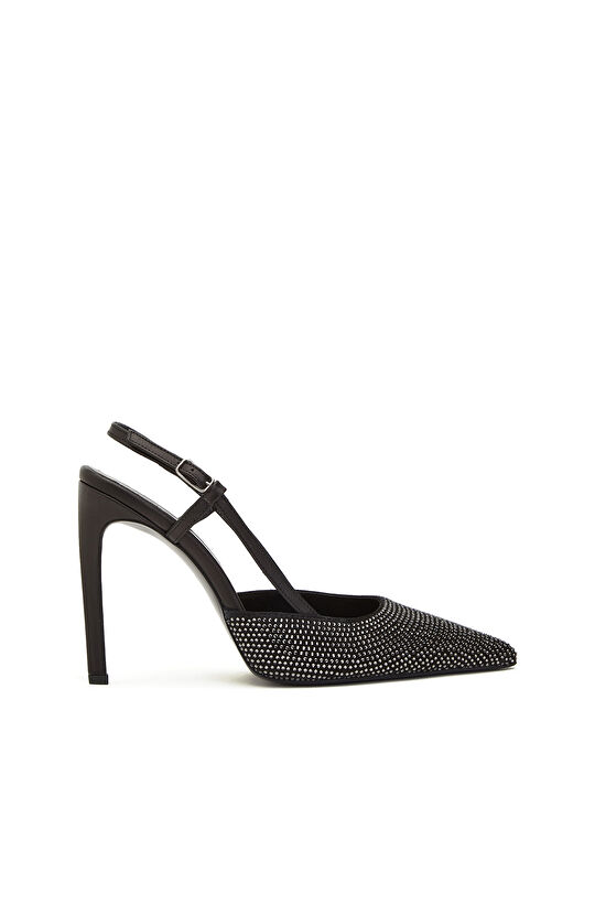 Siyah Taş Aksesuarlı Süet Gova