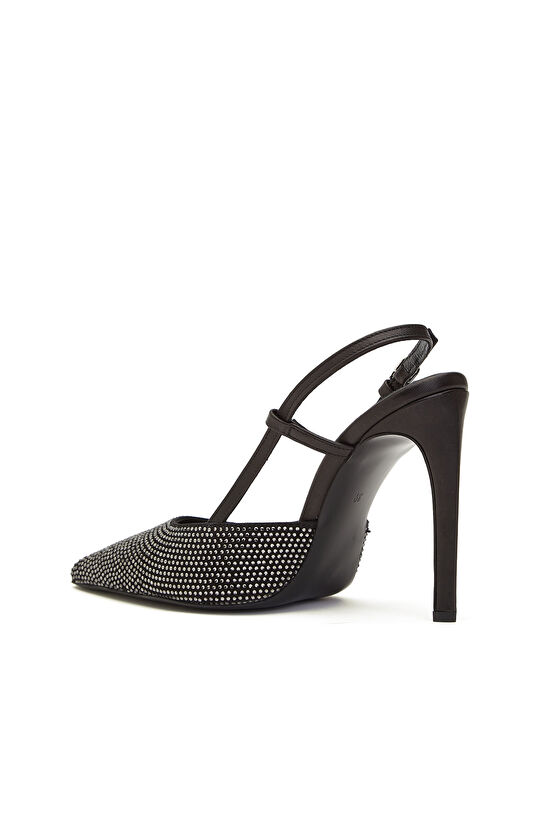 Siyah Taş Aksesuarlı Süet Gova