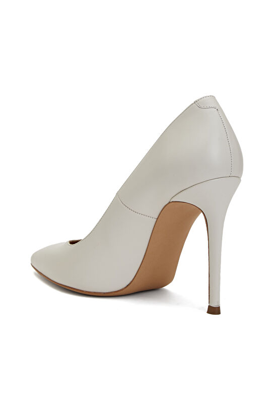 Kırık Beyaz Deri Stiletto