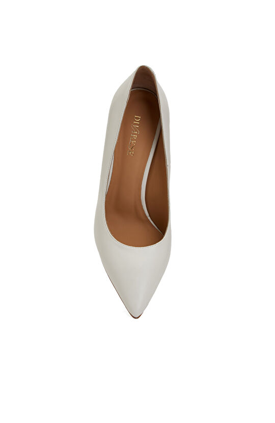 Kırık Beyaz Deri Stiletto
