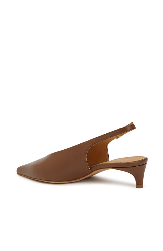 Taba Deri Topuklu Ayakkabı