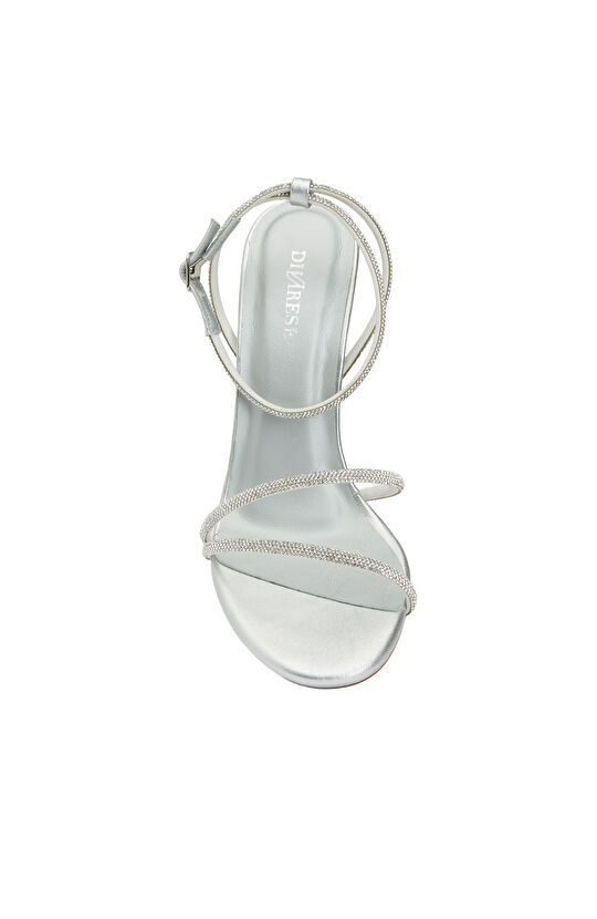 Silver Taşlı Kadın Abiye Sandalet