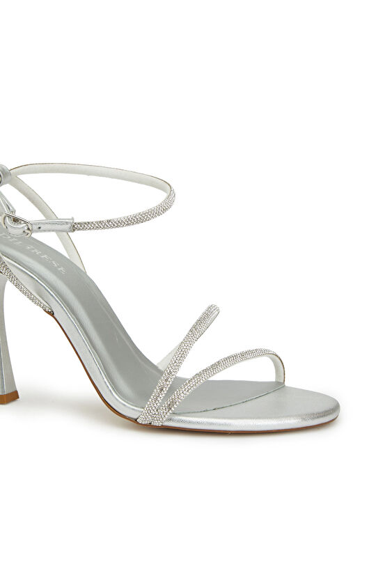 Silver Taşlı Kadın Abiye Sandalet