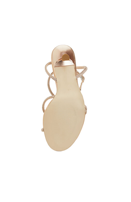 Gold Taşlı Kadın Abiye Sandalet