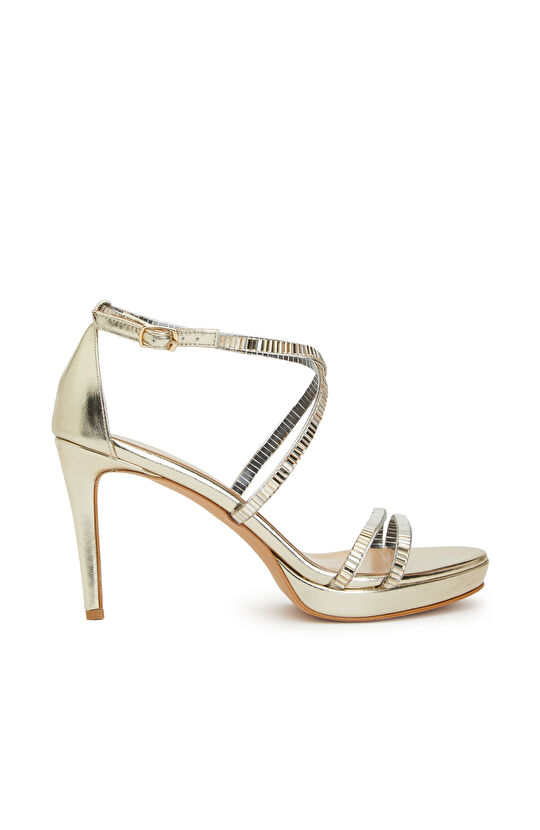 Gold Taşlı Kadın Abiye Sandalet