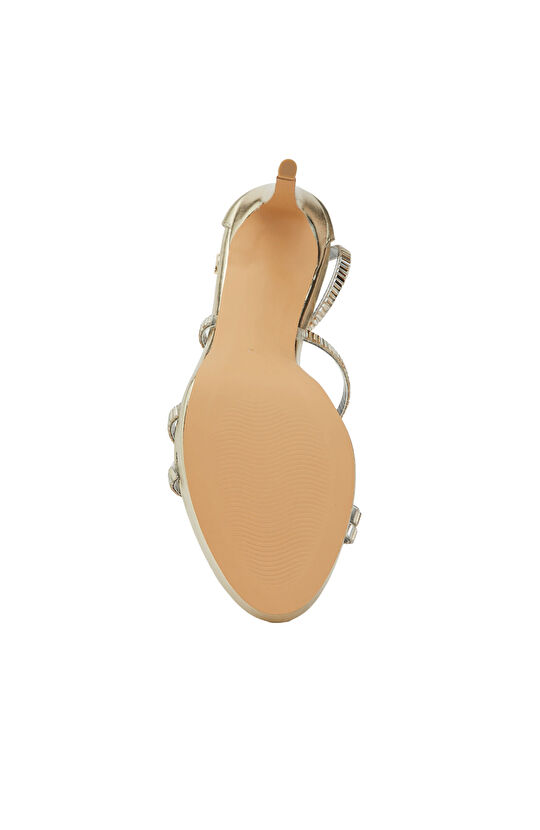 Gold Taşlı Kadın Abiye Sandalet